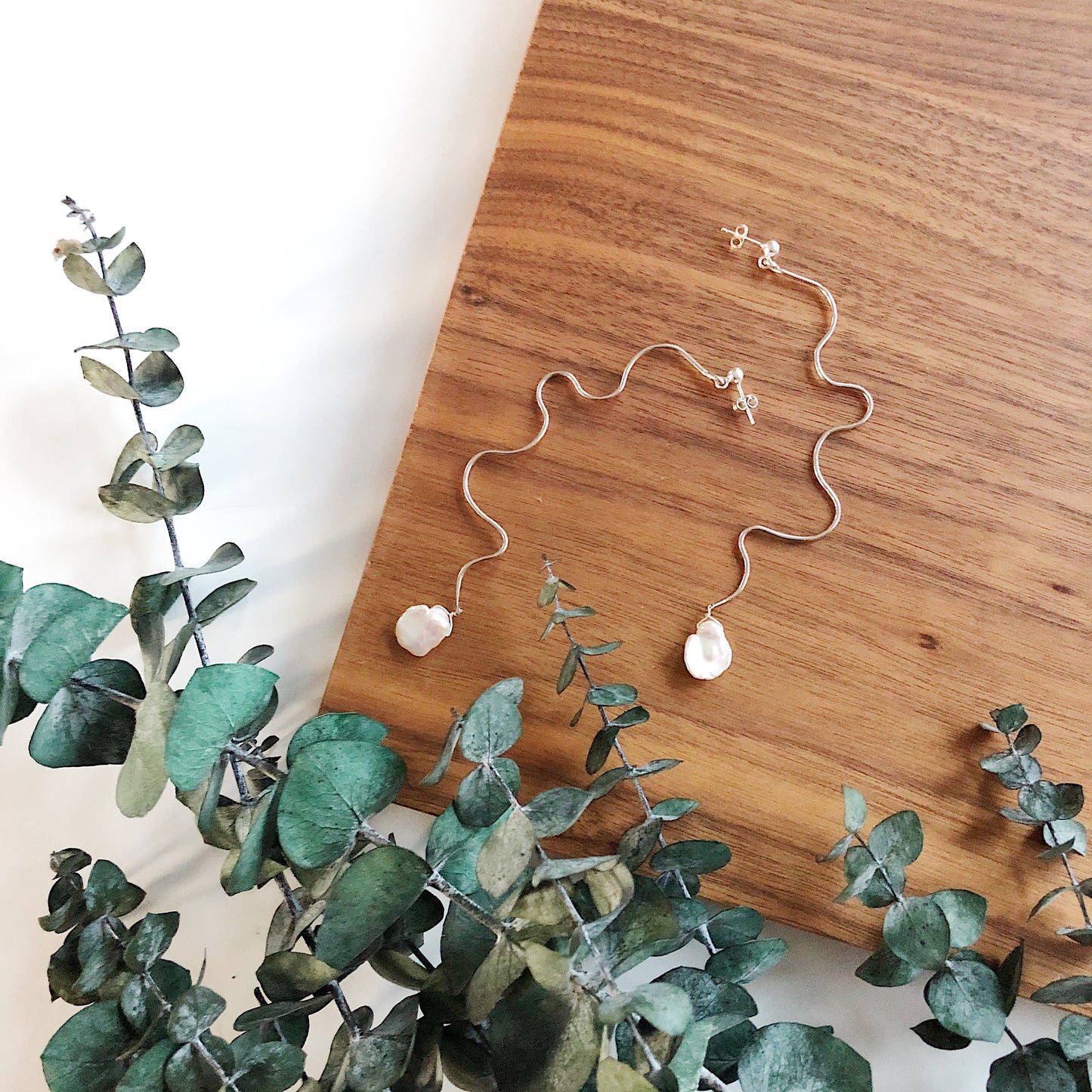 OOAK - White Fresh Water Keshi Pearl Statement Earrings